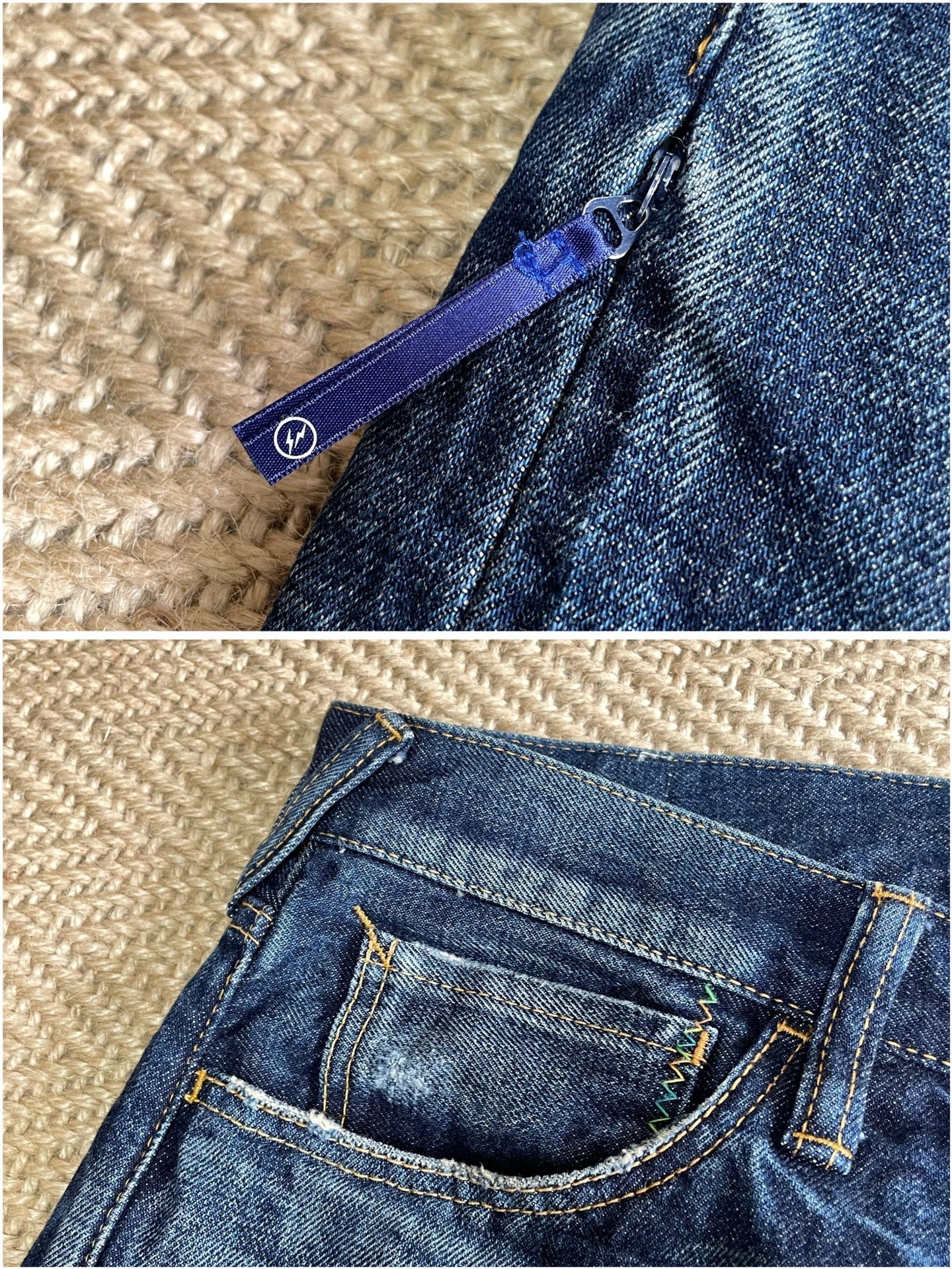Vanquish & Fragment Lightning Cropped Washed Jeans