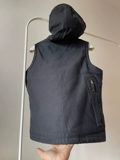 navy blue hooded pilot vest