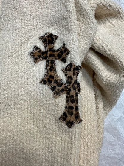 Chrome Hearts Leopard Cross Cashmere Coat