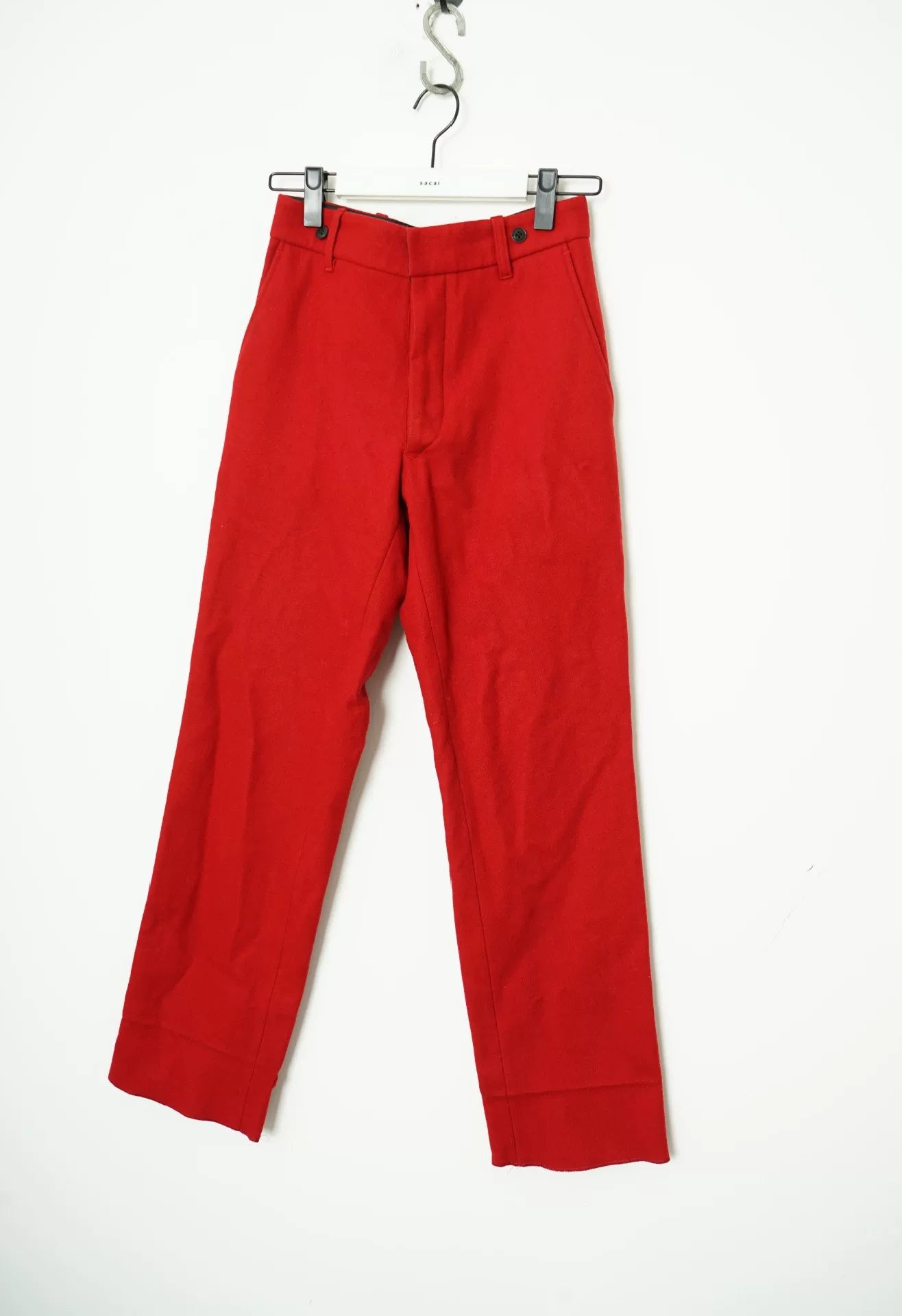 Dries Van Noten Wool Red Straight-Leg Pants