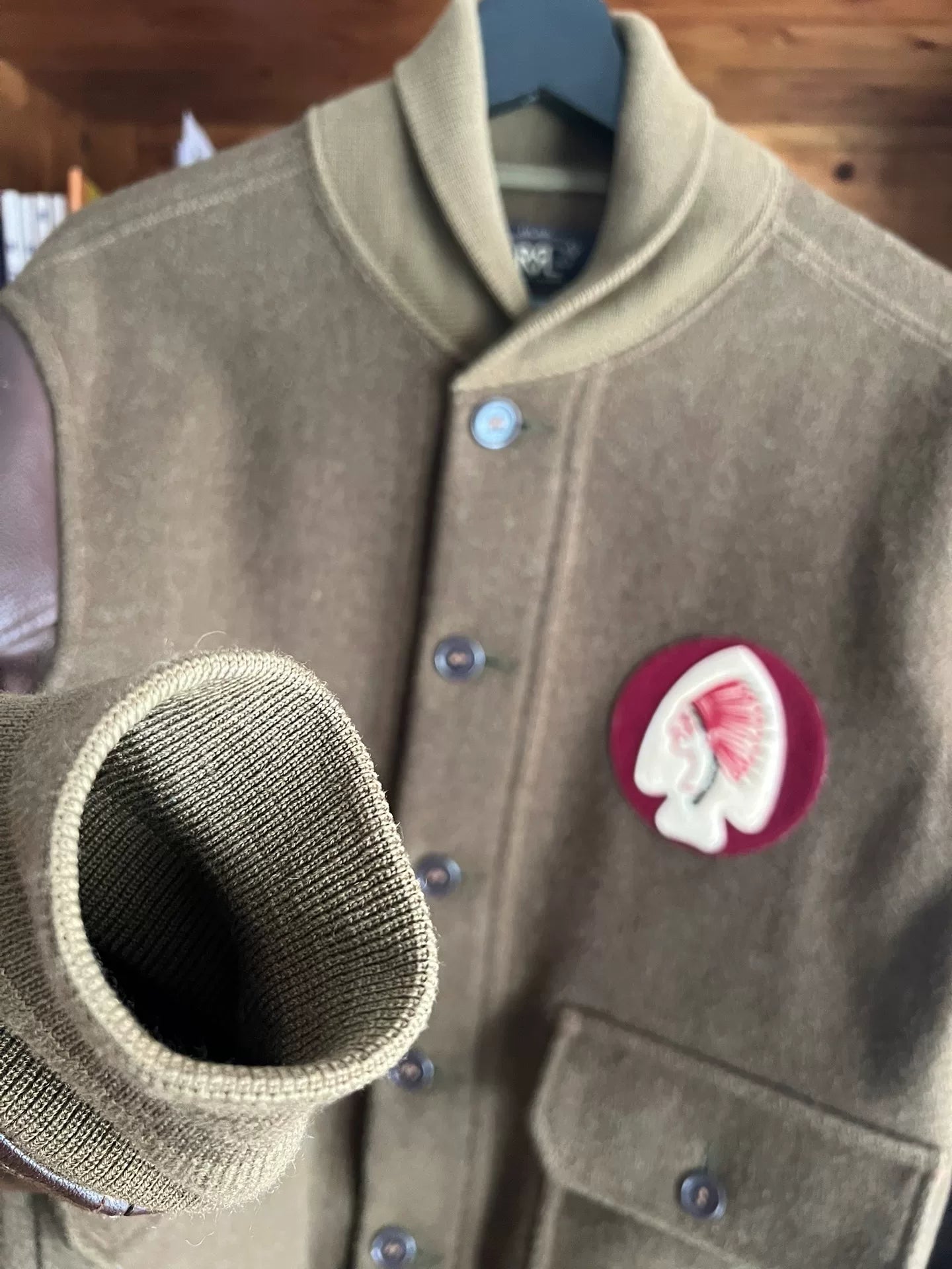 rrl double rl wool leather sleeve jacket