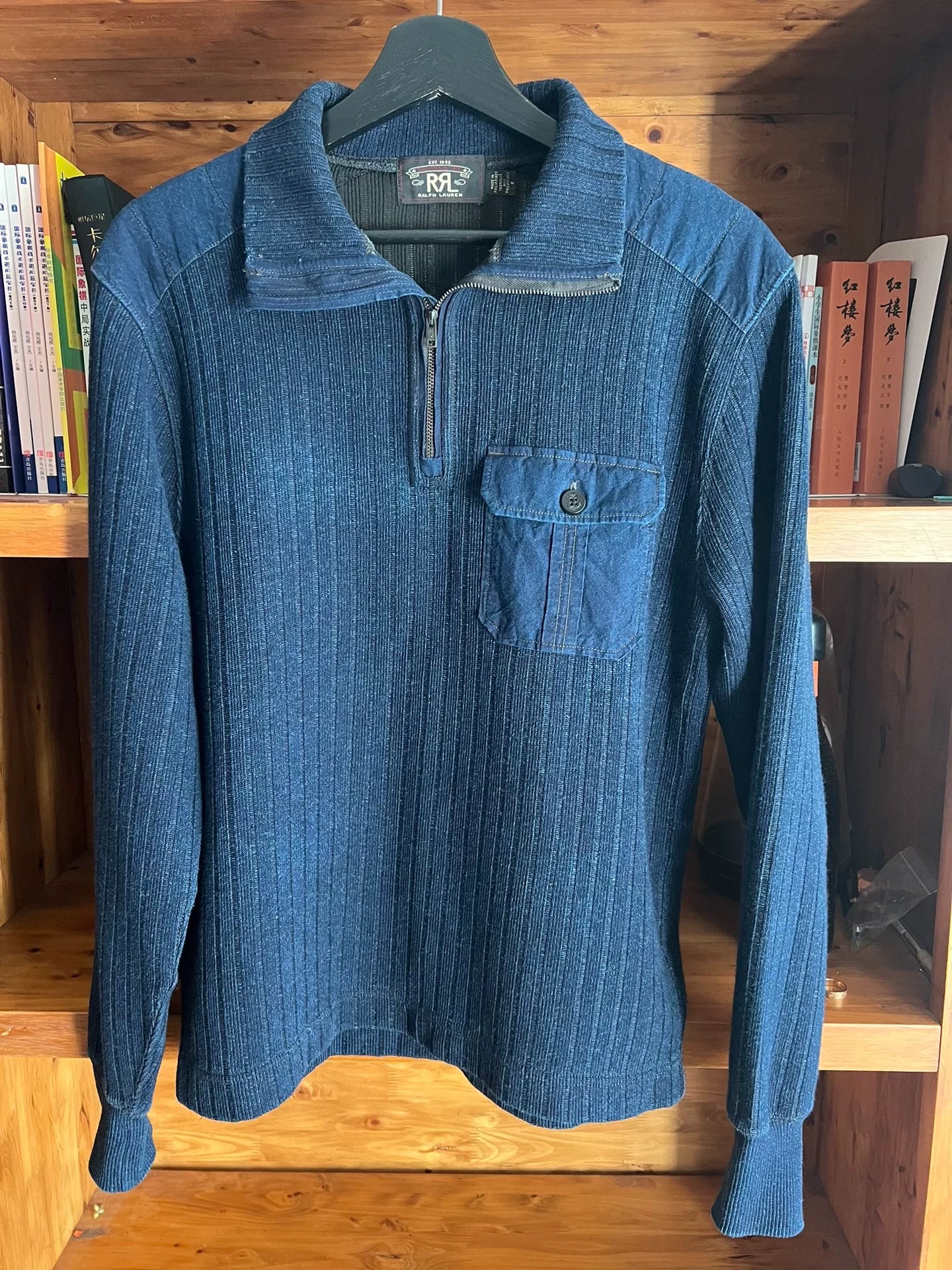 vintage blue dyed pullover knit sweatshirt