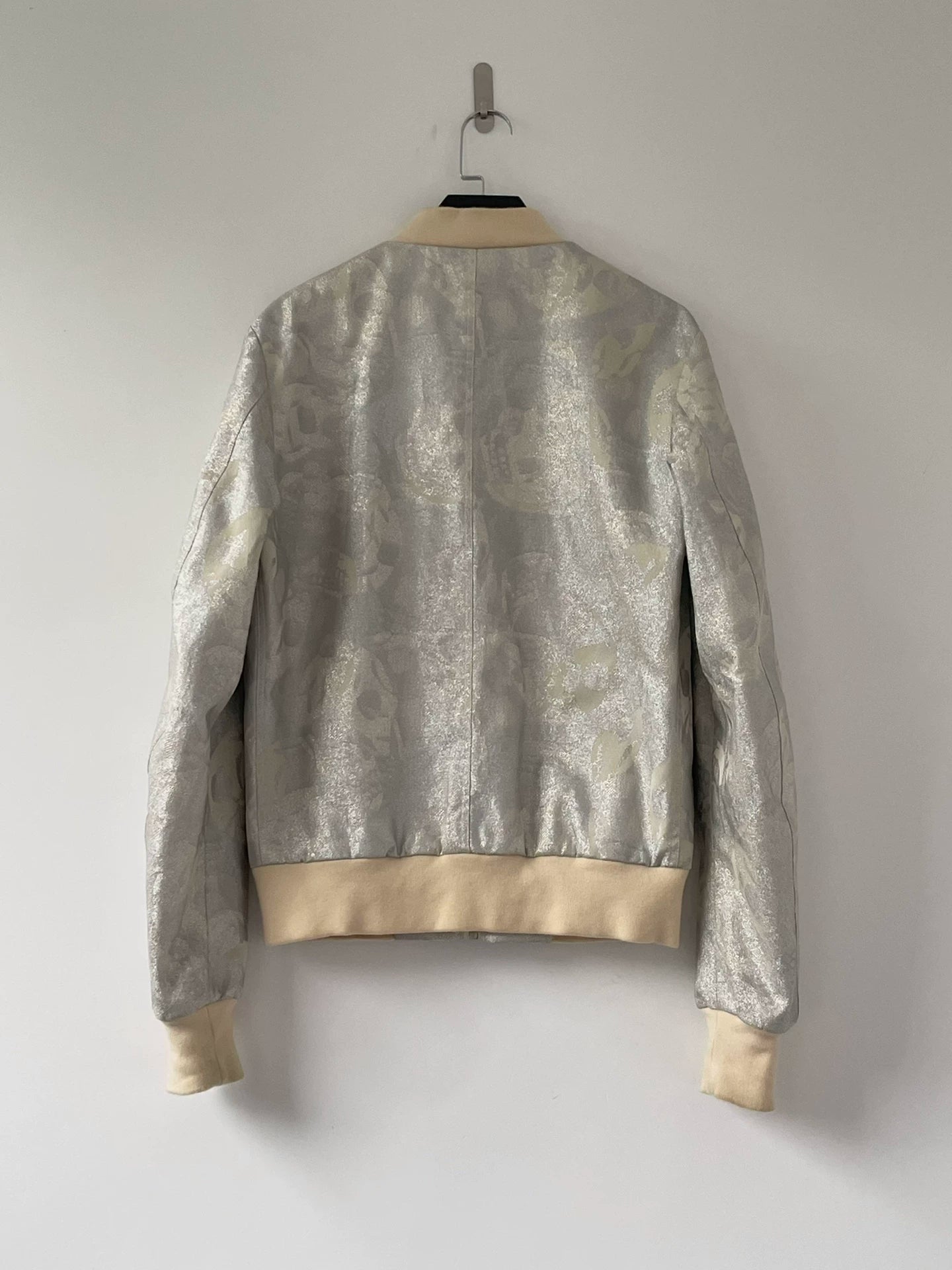 silver bomber jacket by alexander mcqueen