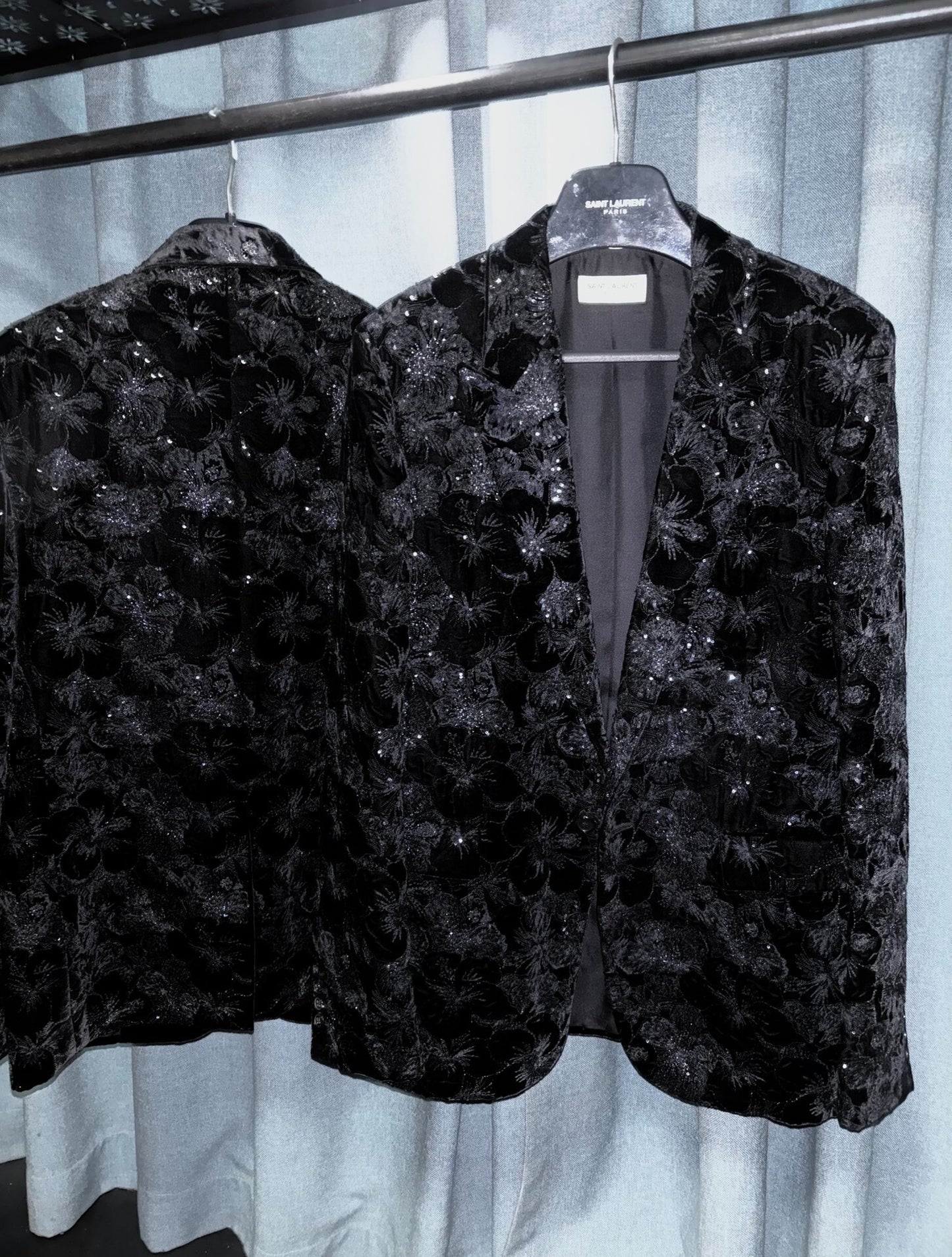 black velvet floral blazer by Saint Laurent
