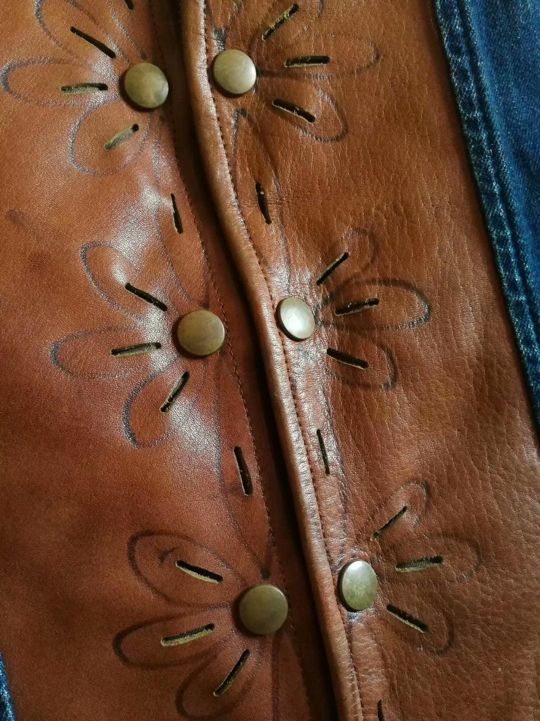Kapital Western Leather-Trimmed Vest