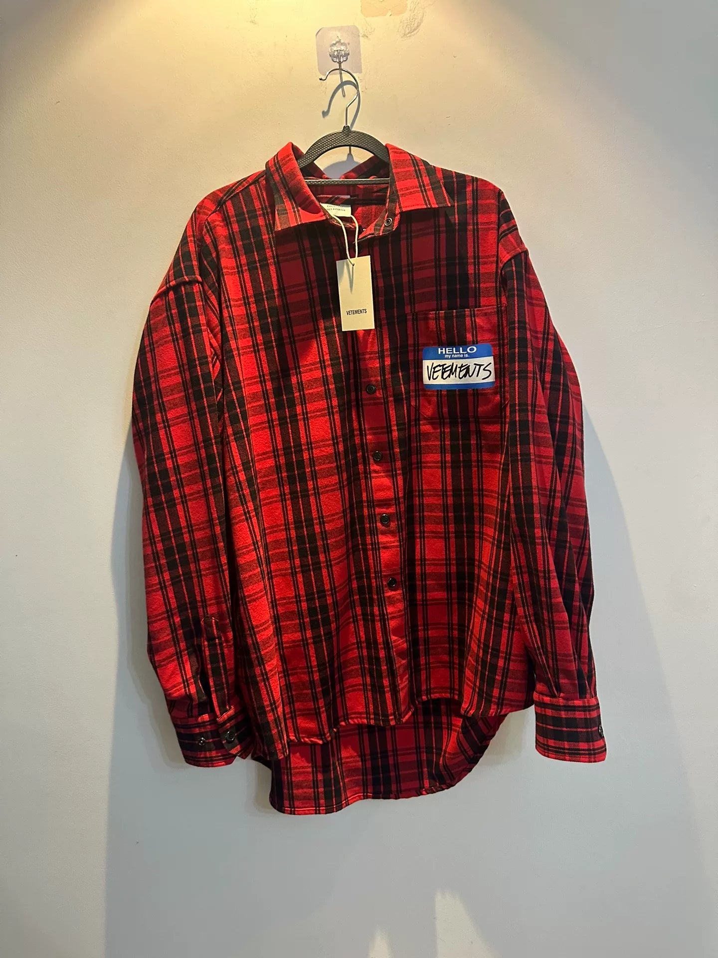 vetements fw21 red plaid shirt