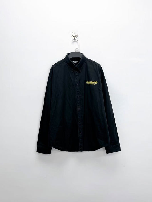 balenciaga black and yellow embroidered shirt jacket