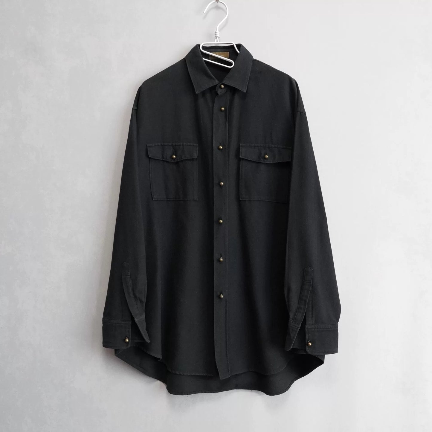 y's for men black button-up shirt
