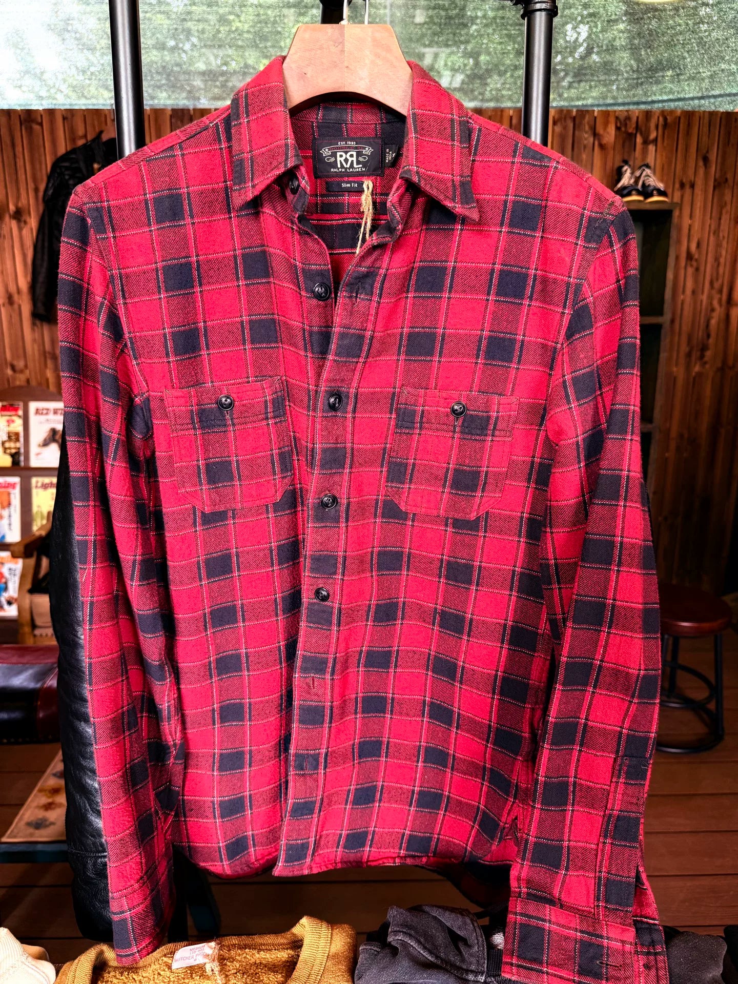 RRL Red Black Plaid Shirt XS