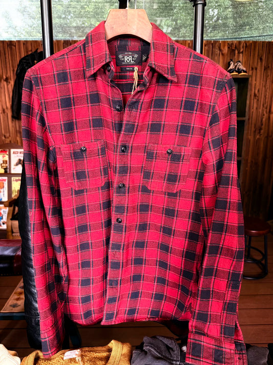 RRL Red Black Plaid Shirt XS