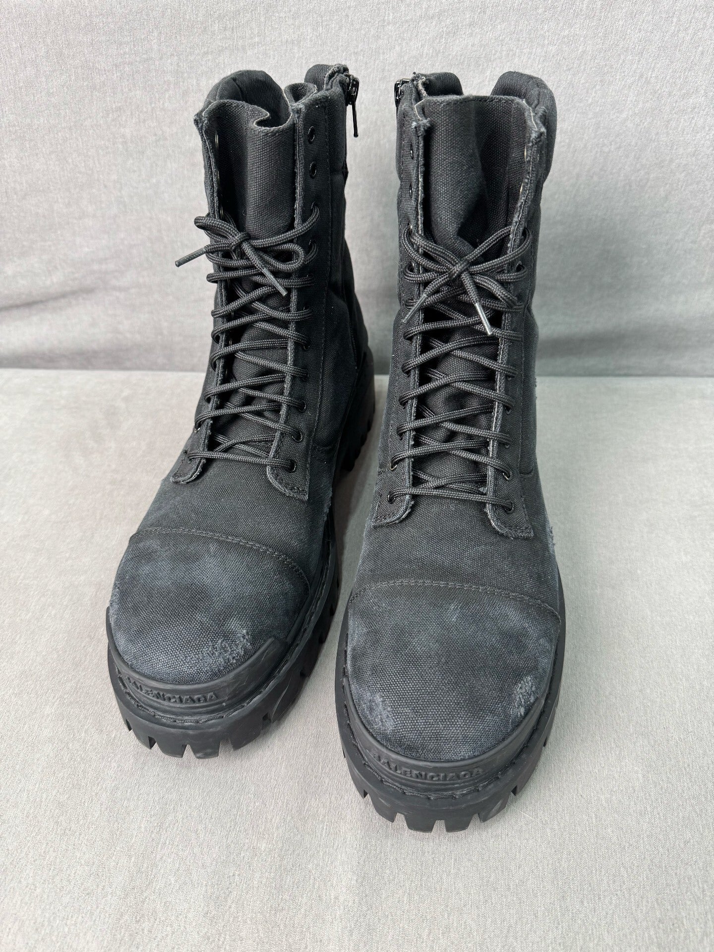 balenciaga strike vintage military boots black