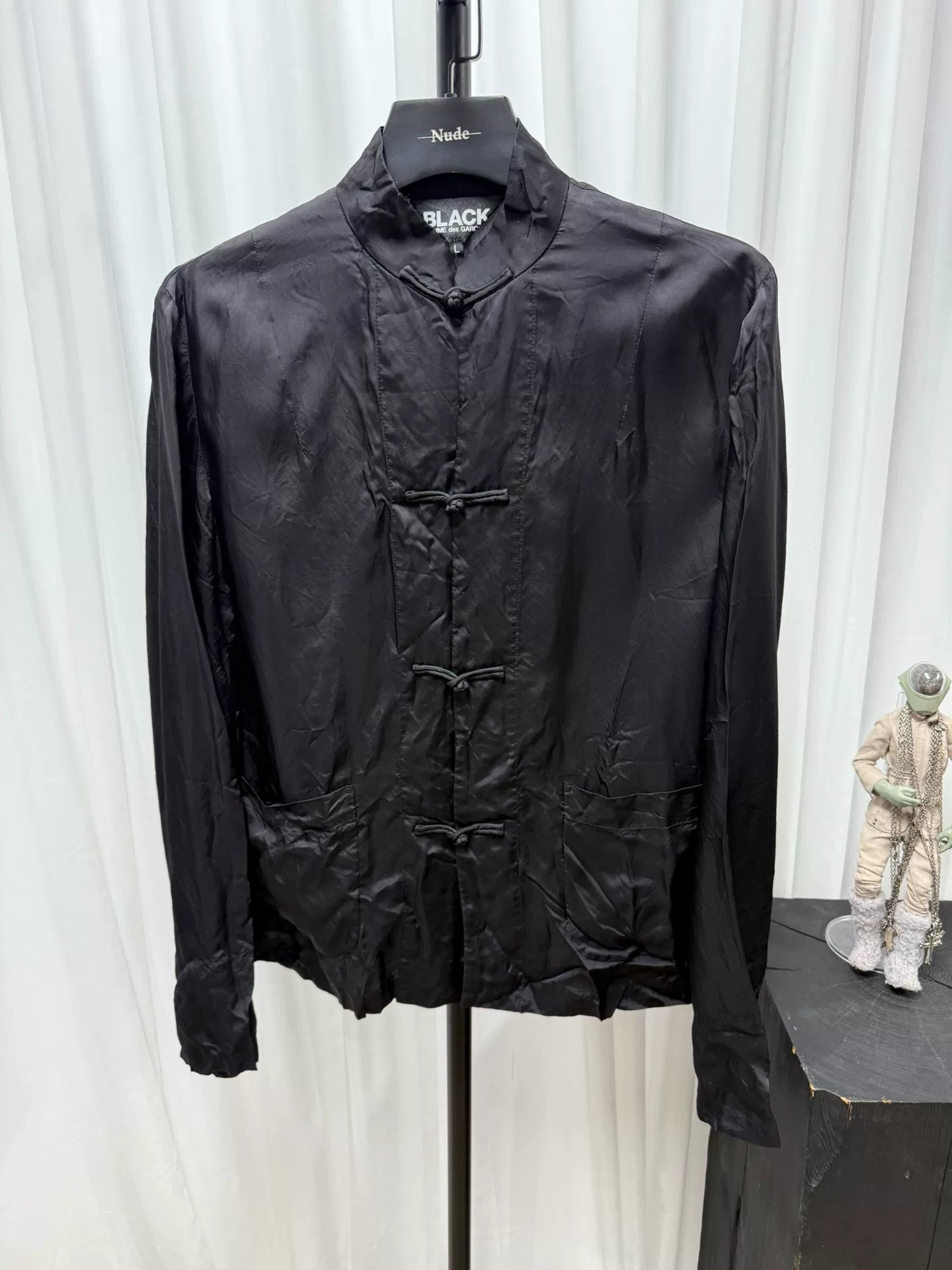 comme des garcons black silk embroidered jacket