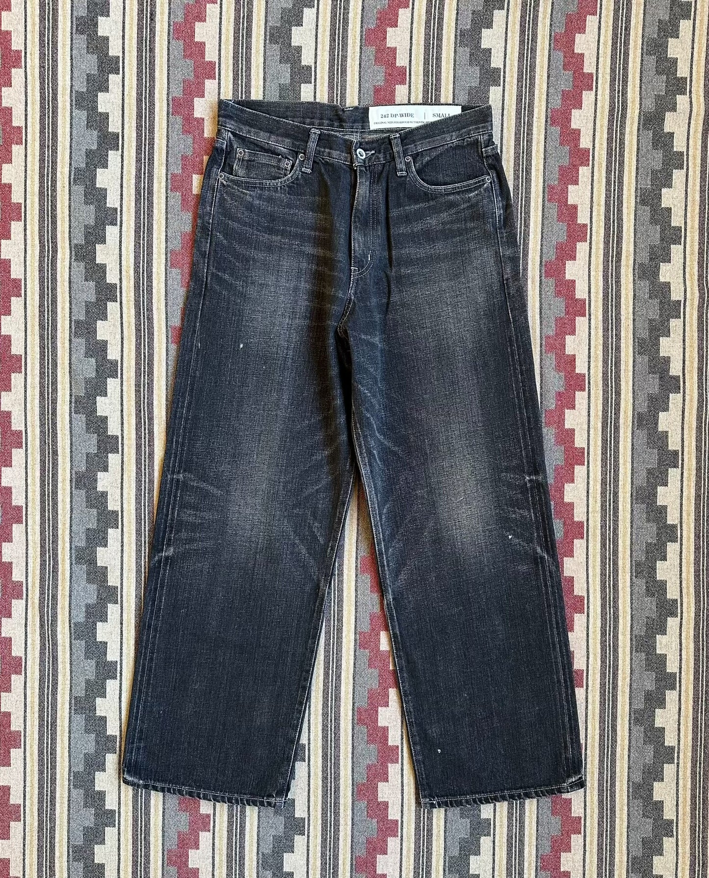 neighborhood washed denim vintage pants black