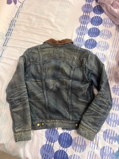 limited edition distressed denim jacket size XS