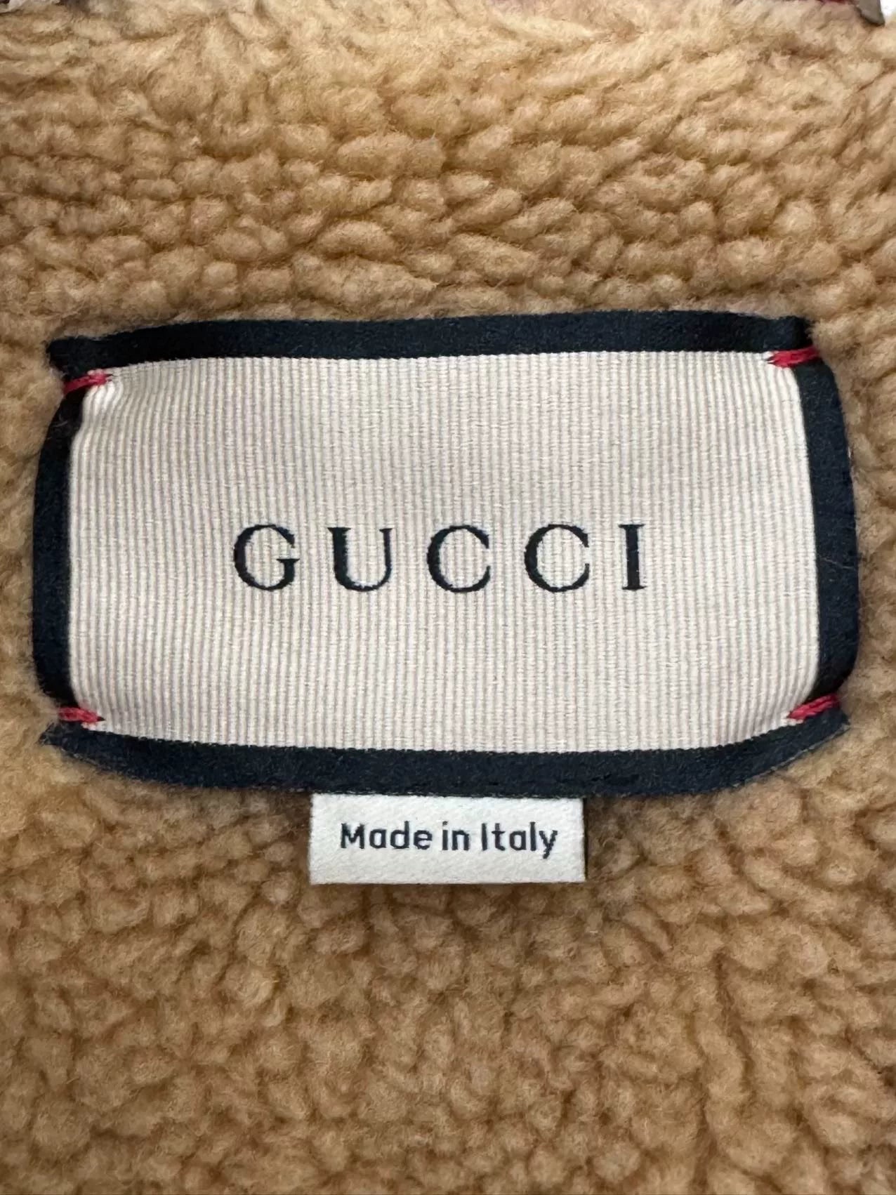 gucci wool baseball jacket with cat design