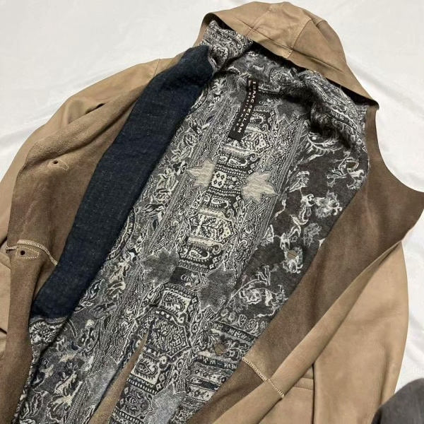 Isaac Sellam Brown Suede Hooded Coat