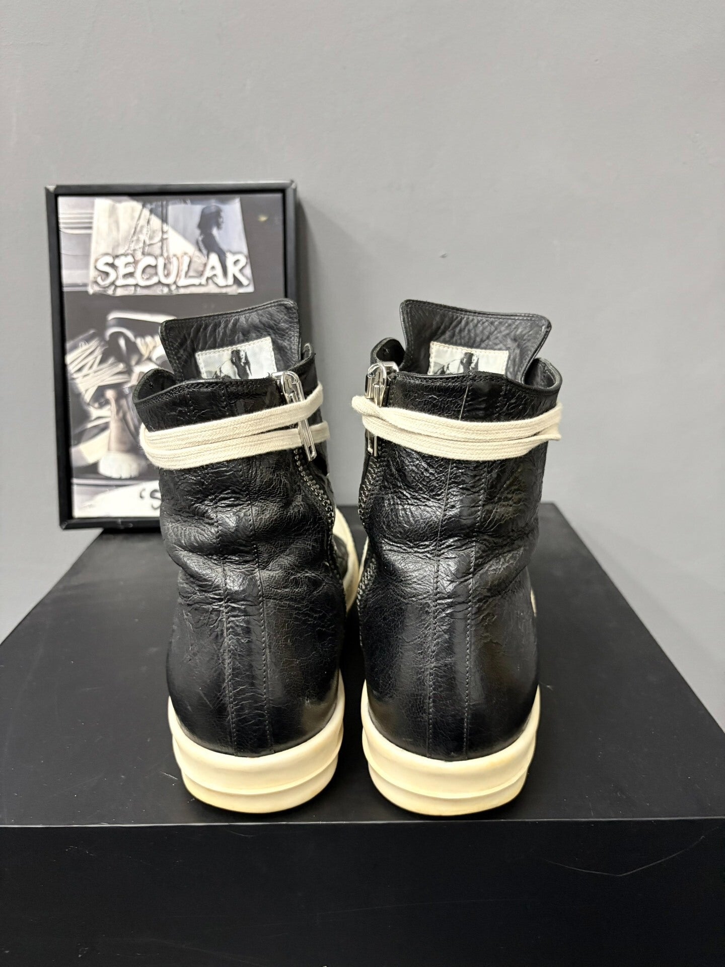 Rick Owens 17SS Limited Crinkled Leather High-Top