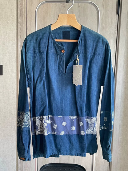 visvim Ikat Henley Indigo Dye Shirt