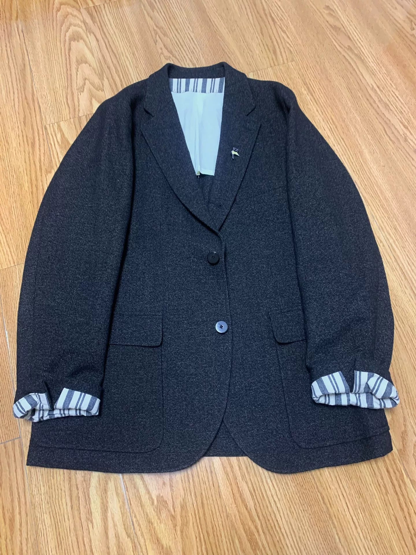 visvim verde tweed blazer in black
