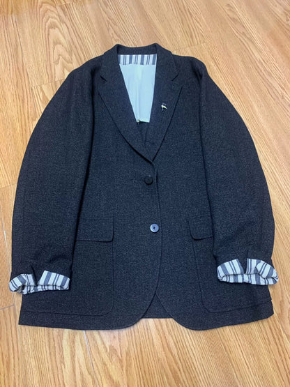 visvim verde tweed blazer in black