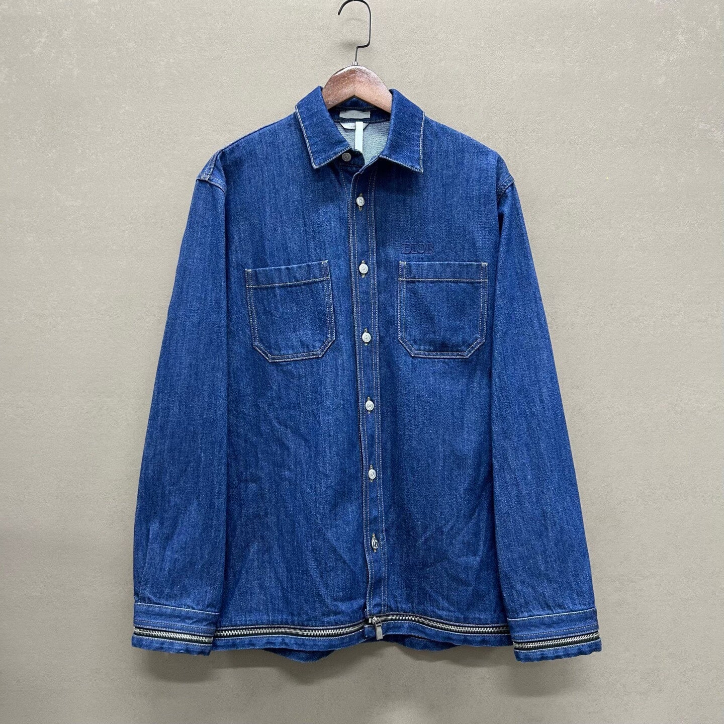 dior denim shirt with removable zip logo