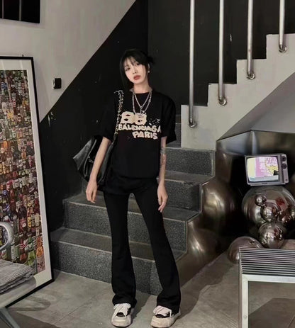 Balenciaga Black Graffiti Short Sleeve Shirt