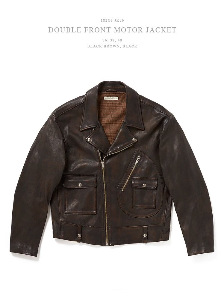 OLD JOE Sheepskin Double Front Moto Jacket