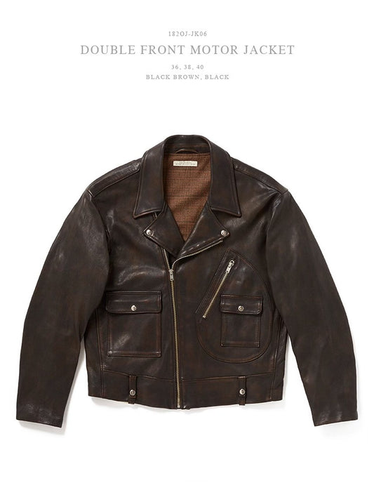 OLD JOE Sheepskin Double Front Moto Jacket