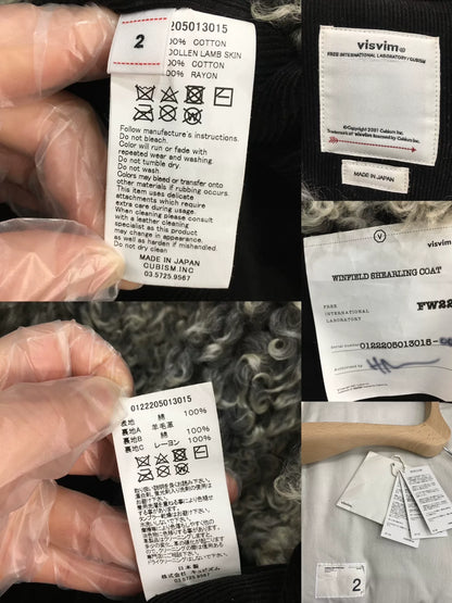 visvim winfield shearling coat in black