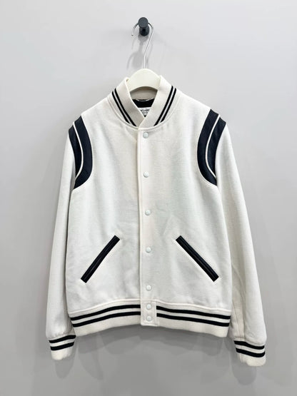 white baseball jacket by saint laurent