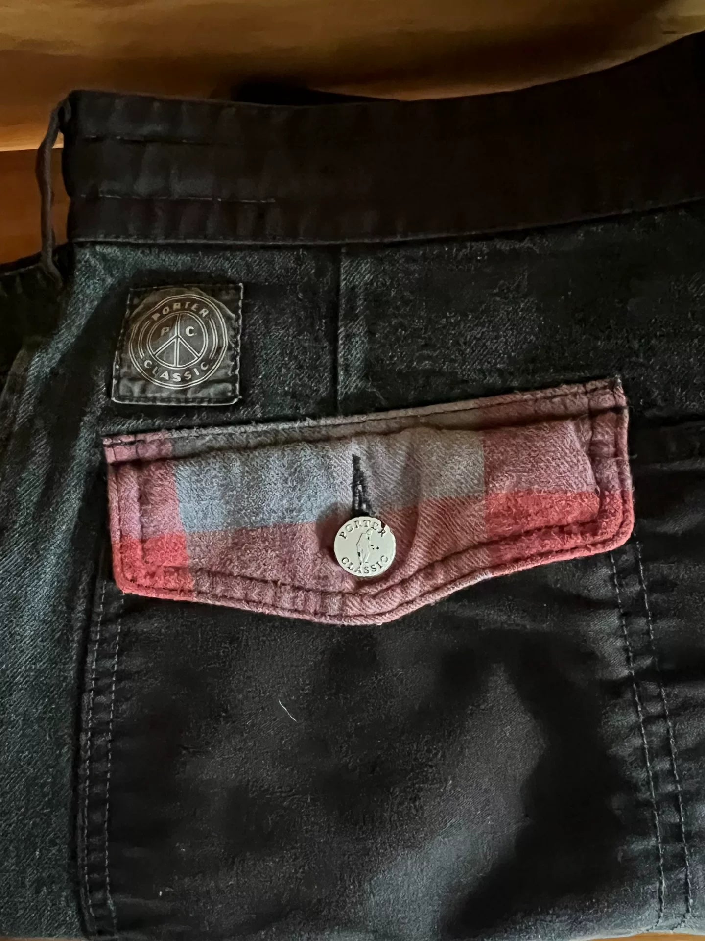 kendo denim wide pants in black