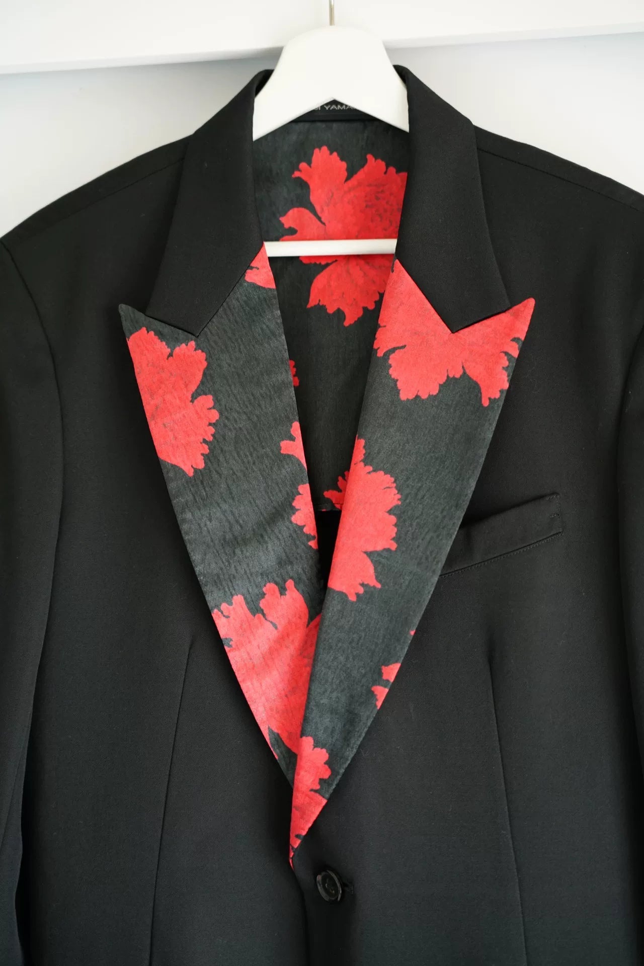 yohji yamamoto floral silk collar blazer