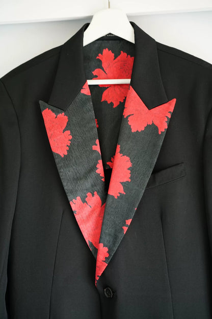 yohji yamamoto floral silk collar blazer