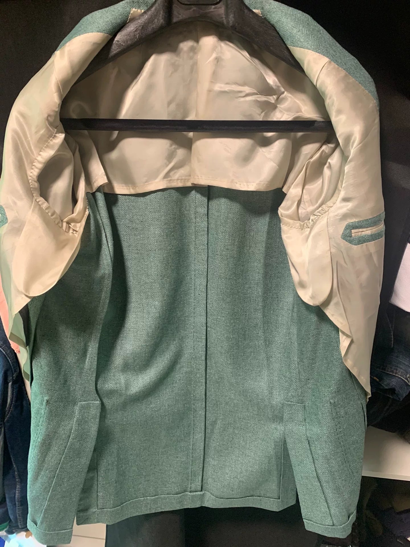 elegant light green silk suit jacket