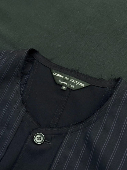 COMME des GARÇONS HOMME PLUS Deconstructed Striped Wool Blazer
