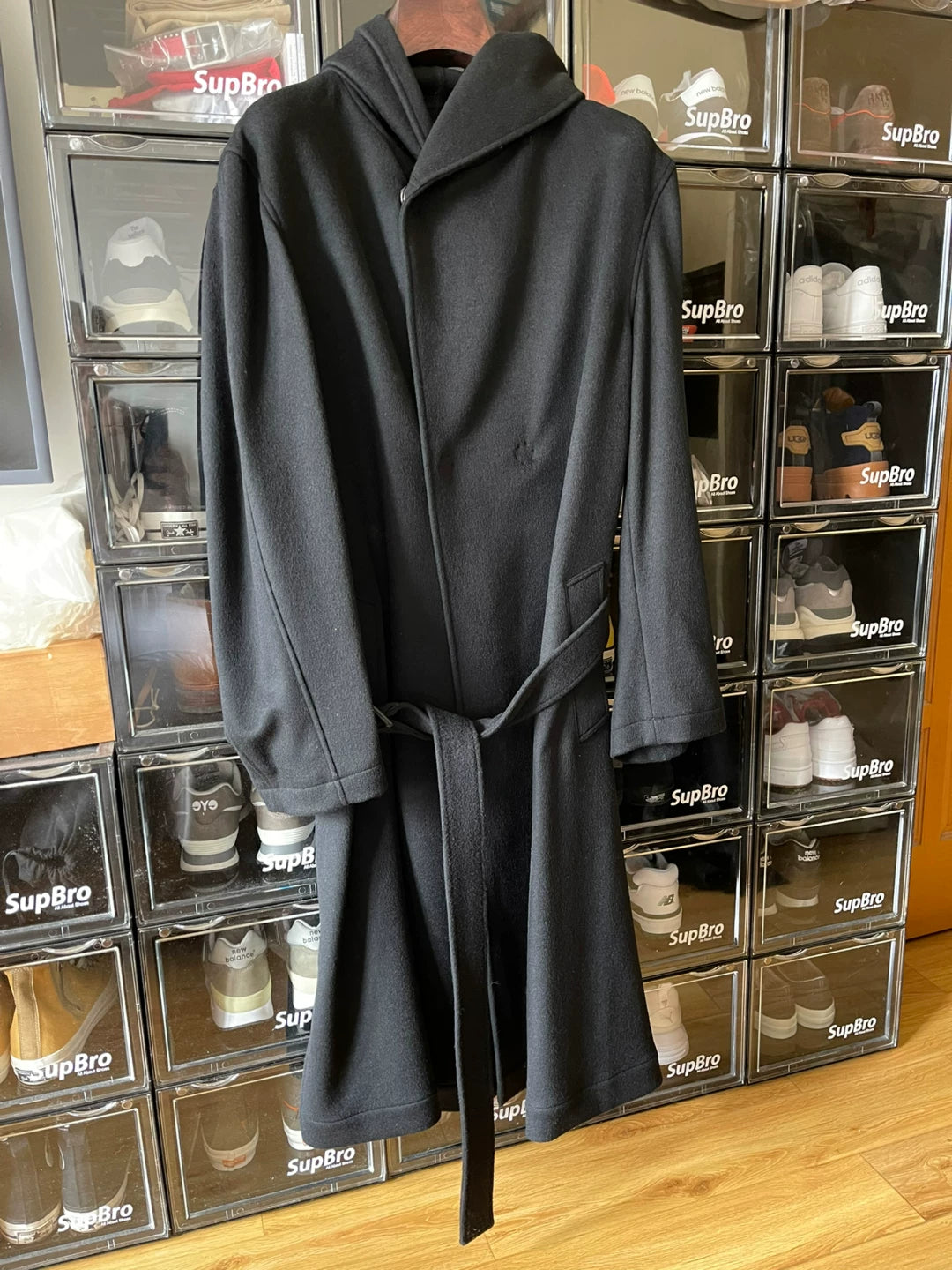 Yohji Yamamoto Belted Hooded Cashmere Coat
