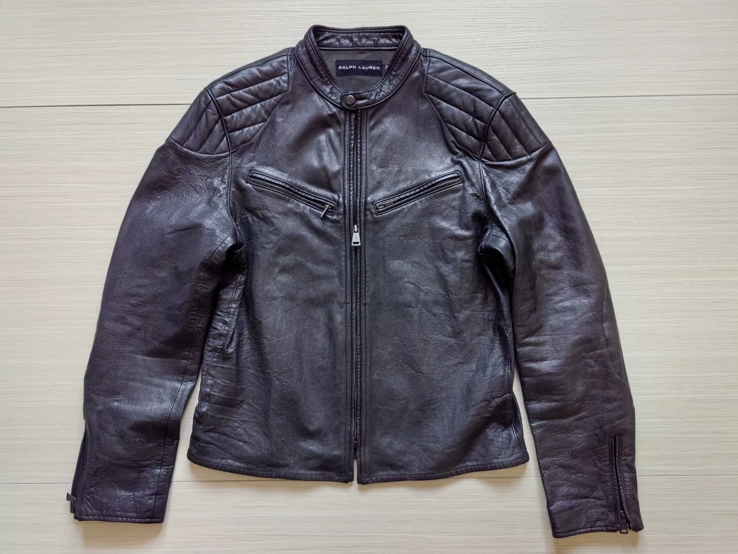 ralph lauren black label leather motorcycle jacket