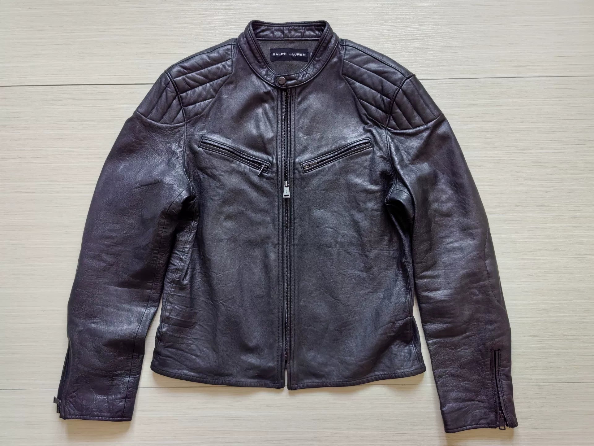 ralph lauren black label leather motorcycle jacket