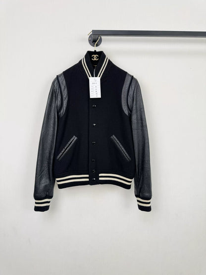 Saint Laurent Black Leather Sleeve Jacket