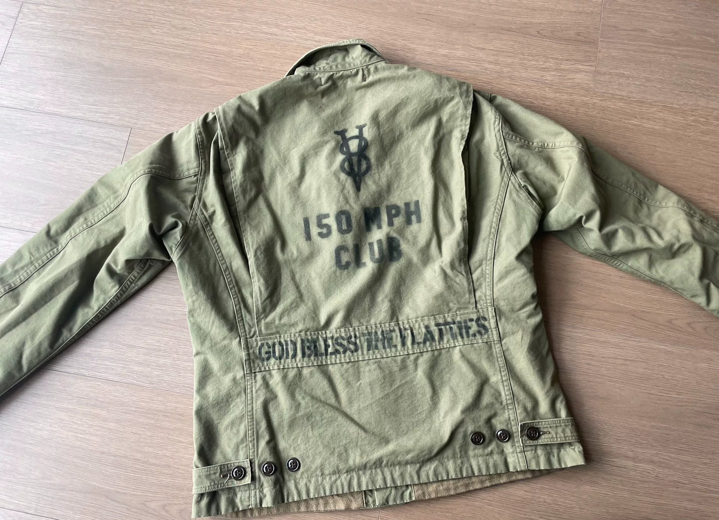 Freewheelers V8 150 MPH CLUB Military Jacket