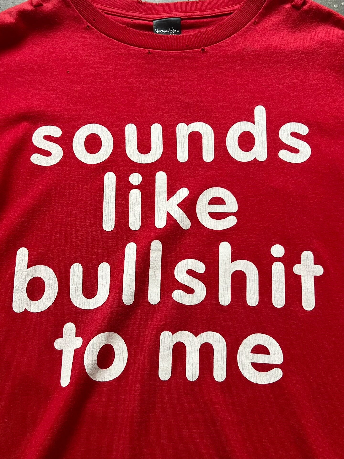 red graphic slogan t-shirt