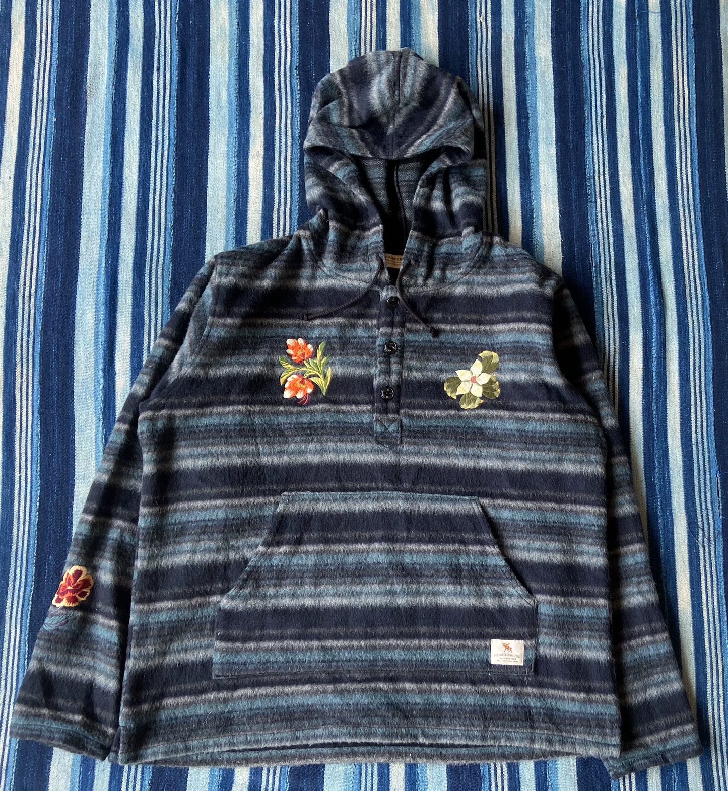 neighborhood embroidered wool hoodie sweatshirt