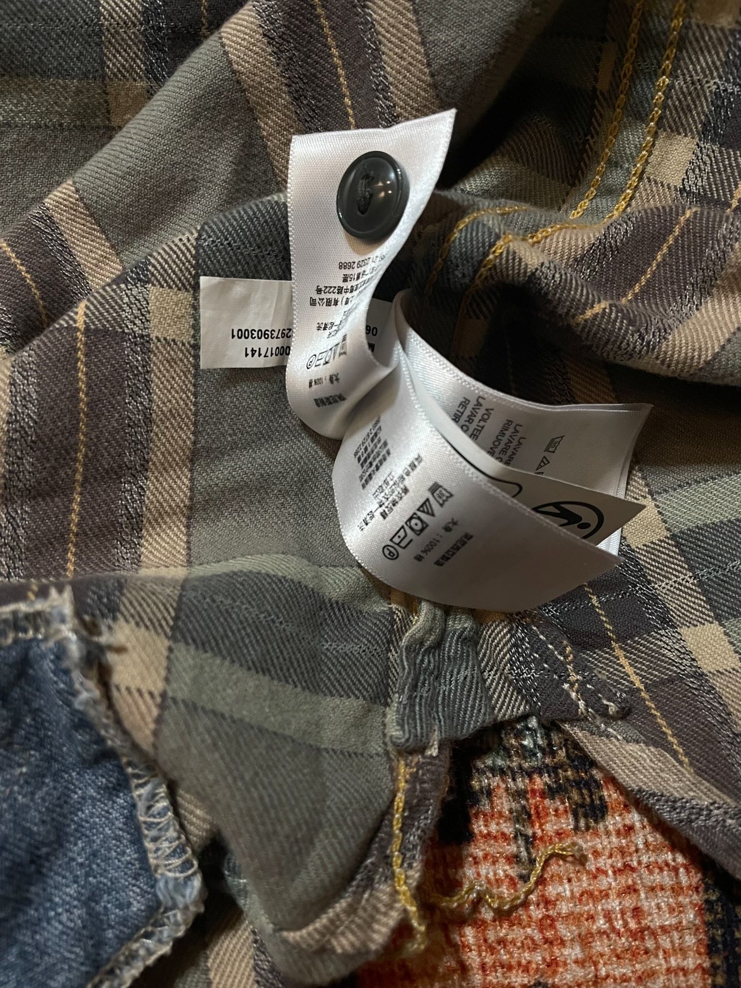 RRL Distressed Patchwork Plaid Work Shirt