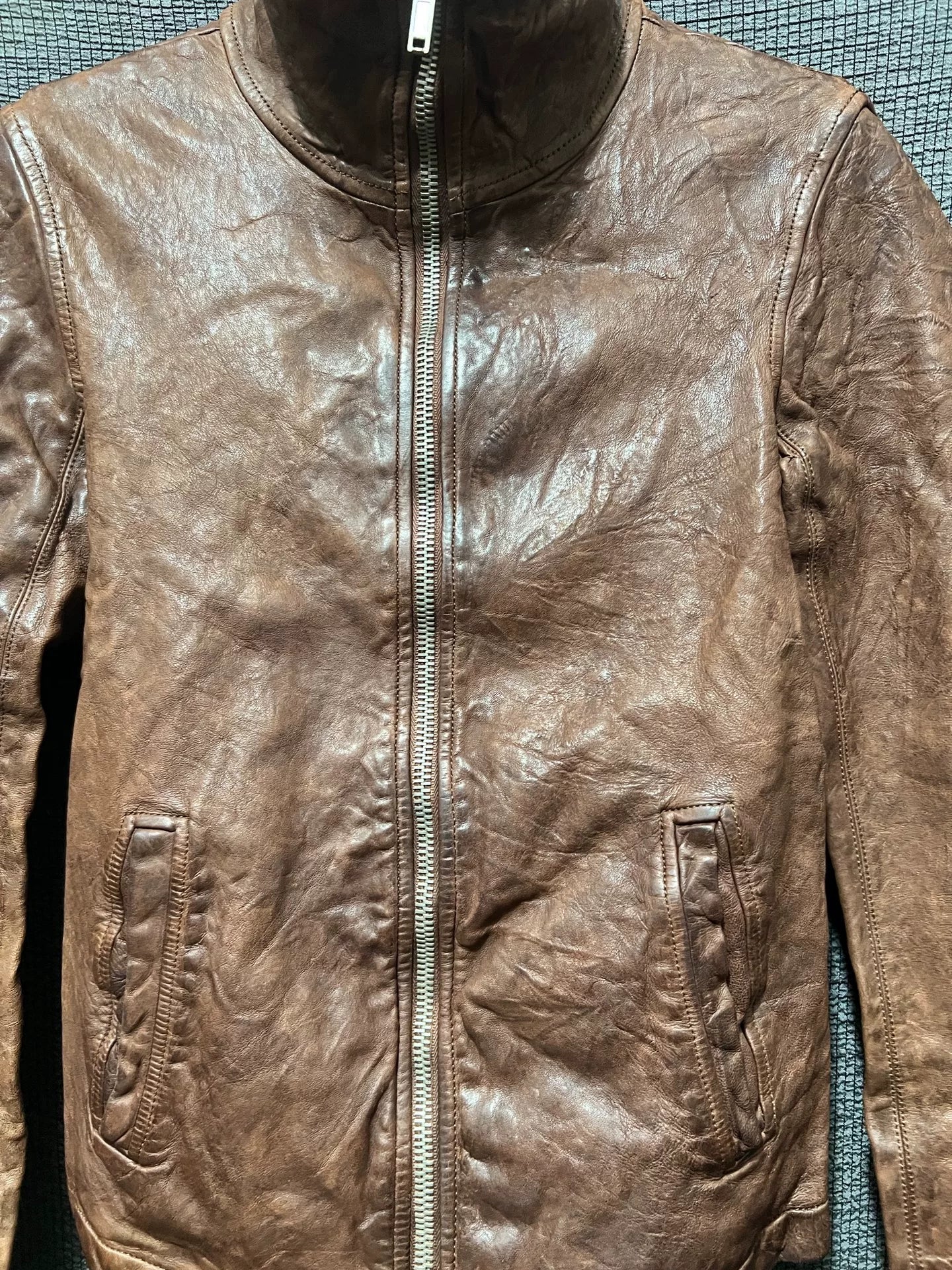 Early Rick Owens Blood Red Leather Jacket