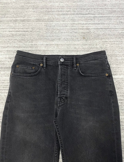 black slim-fit straight-leg jeans
