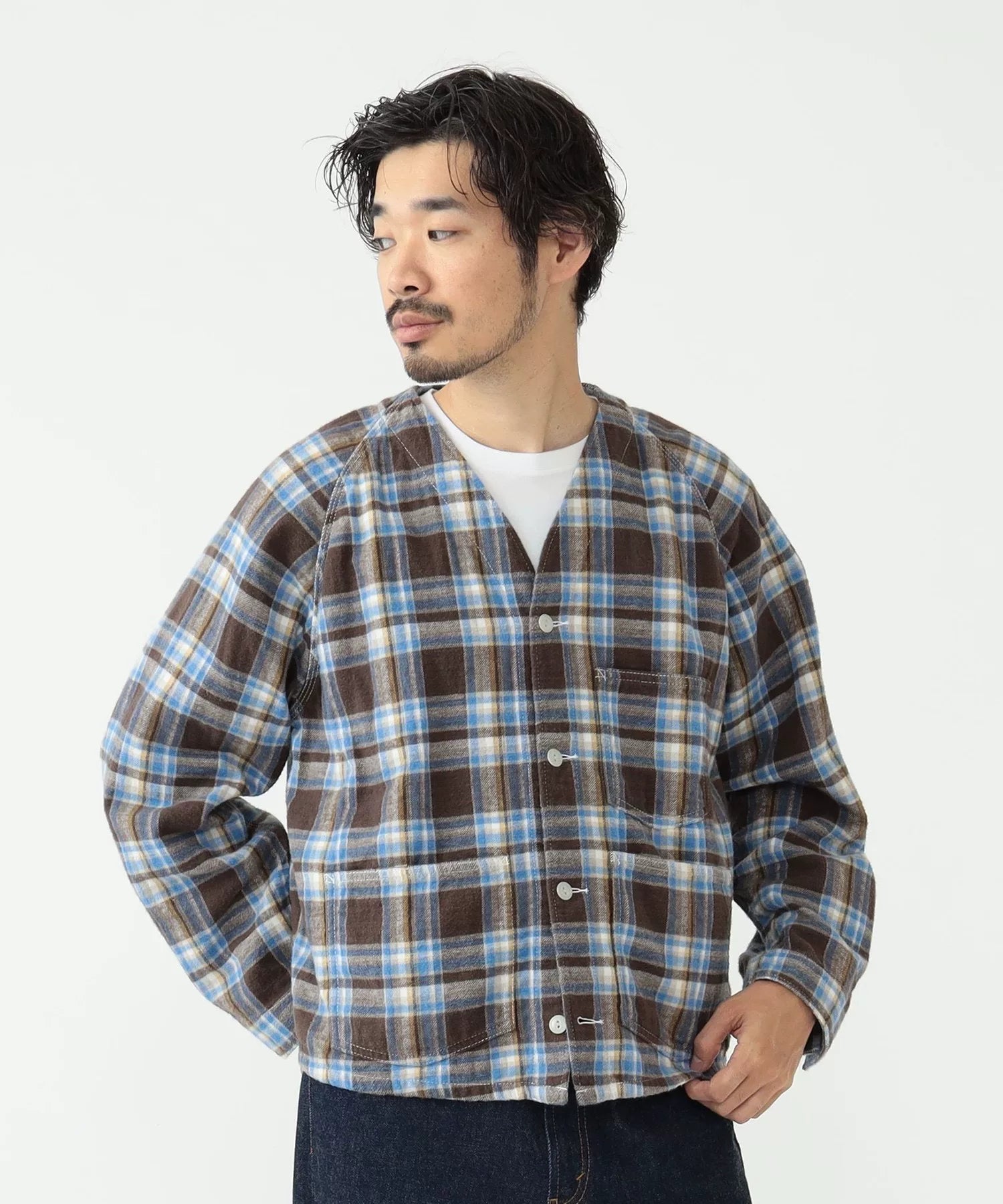 Beams Plus Red White Plaid Shirt Jacket