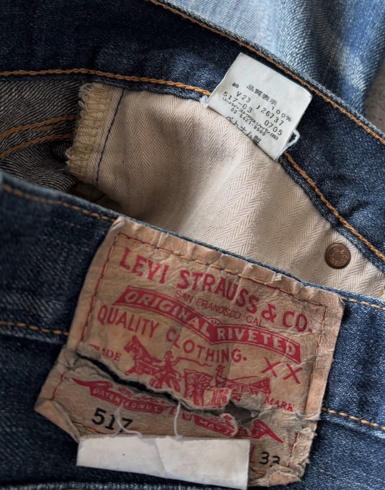 Vintage Levis 517 Indigo Faded Denim Pants