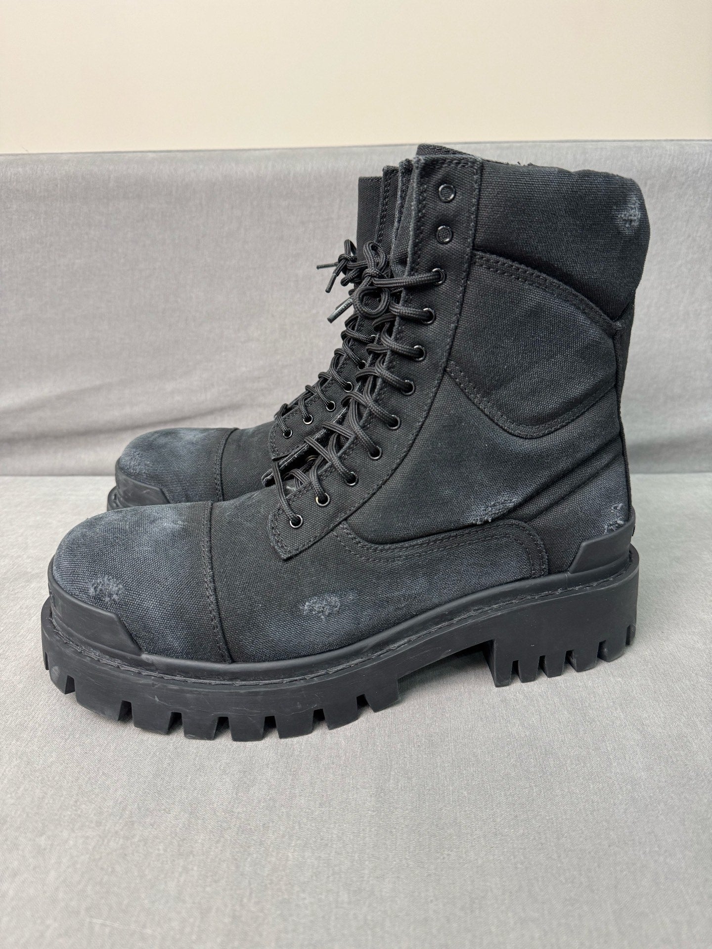 balenciaga strike vintage military boots black