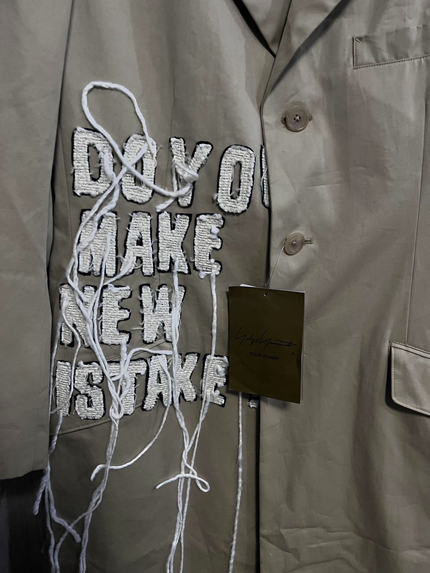 Yohji Yamamoto 24AW Slogan Fringe Coat