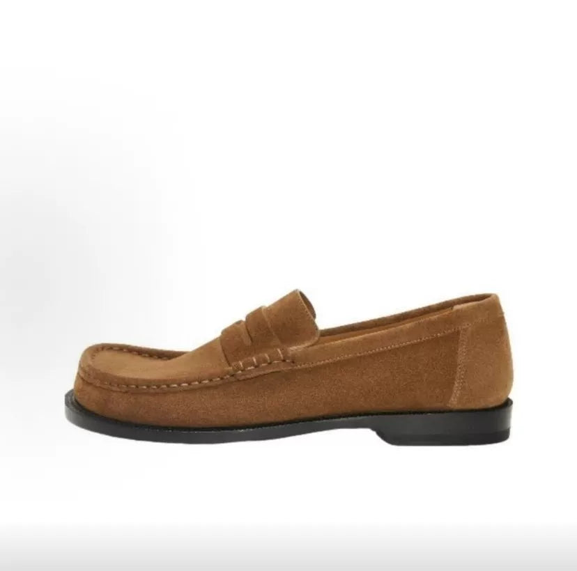 LOEWE Brown Suede Loafers Size 44